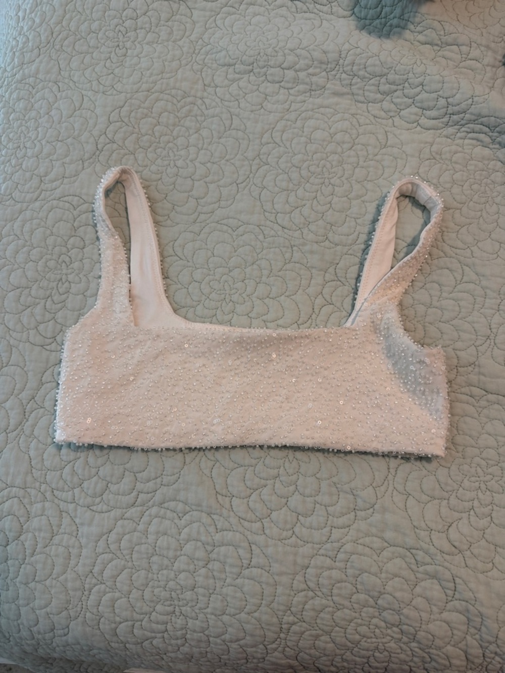 Oh Polly White Beaded Crop Top